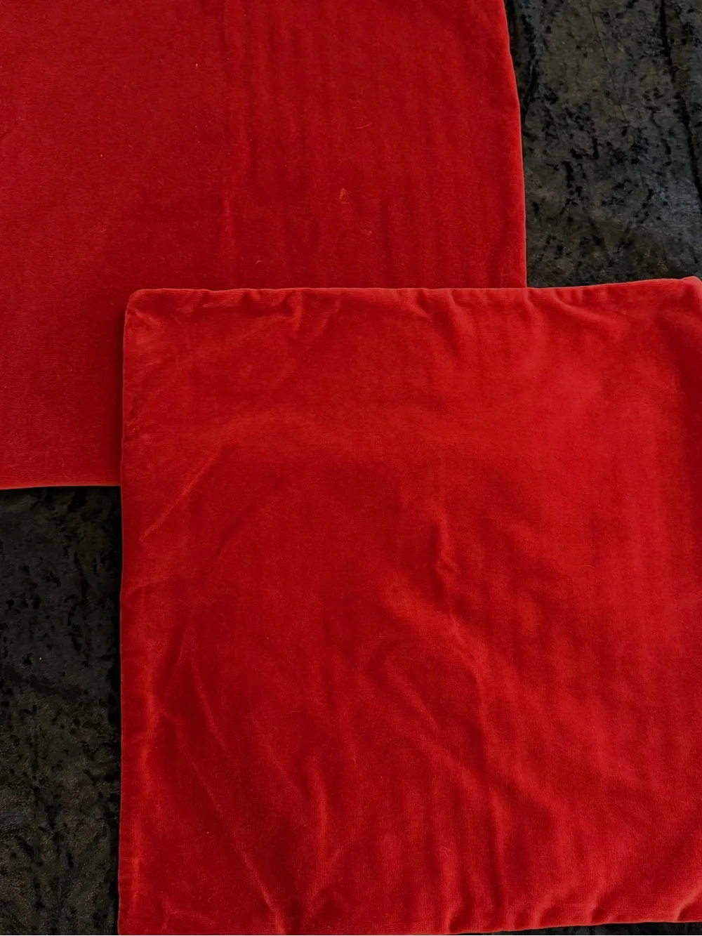 Two Pottery Barn Red Icon Velvet and Linen Pillow Covers 2008